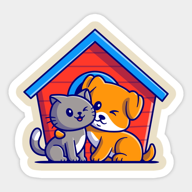 Cute Cat And Dog Cartoon Sticker by Catalyst Labs